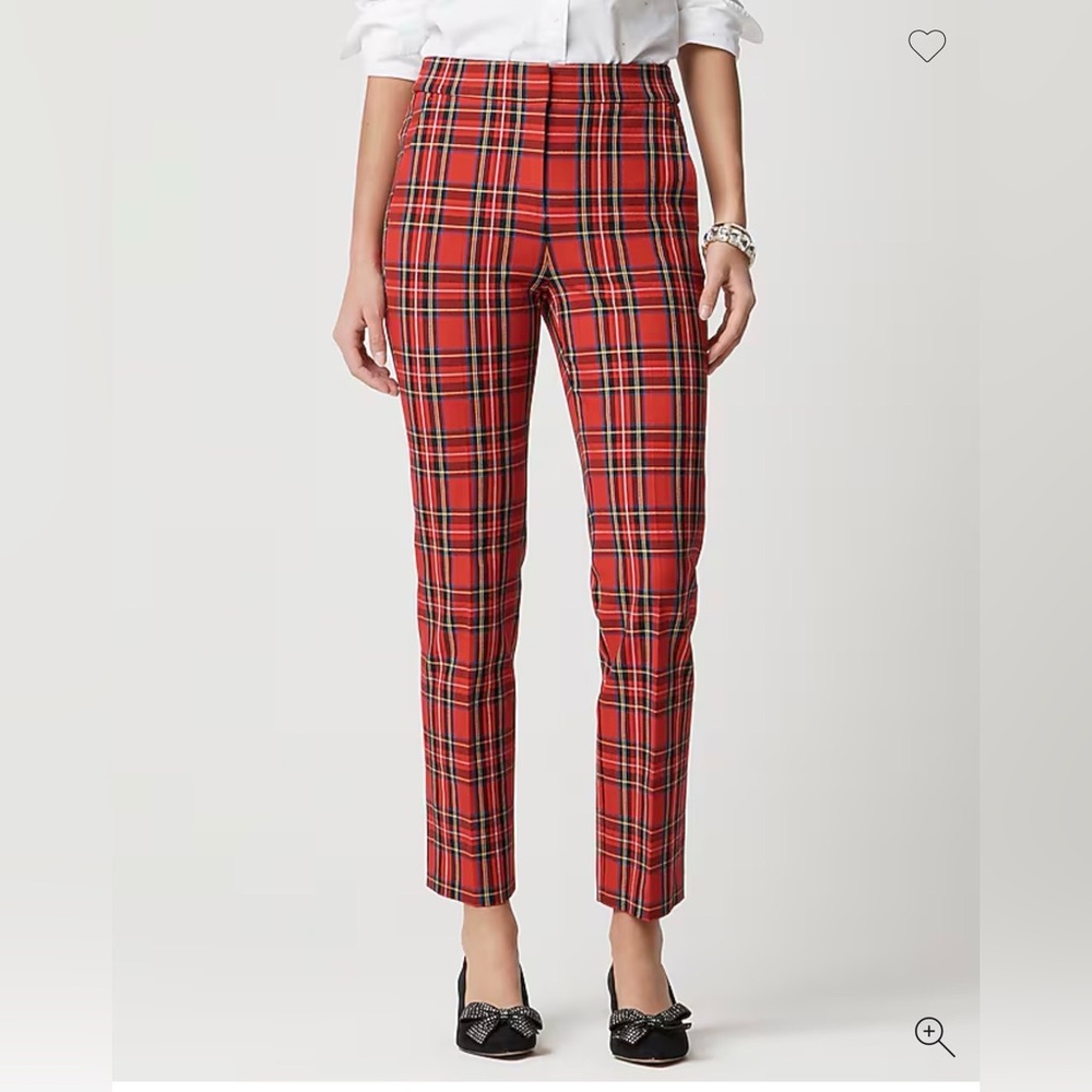 J Crew Women’s Size 10 Red Tartan Plaid Kelsey Flare Crop pant pockets classic